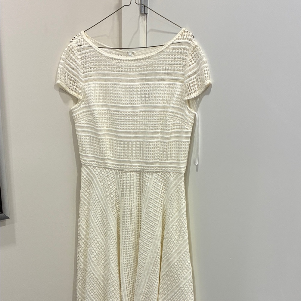 St. John Cream Crochet Midi Dress